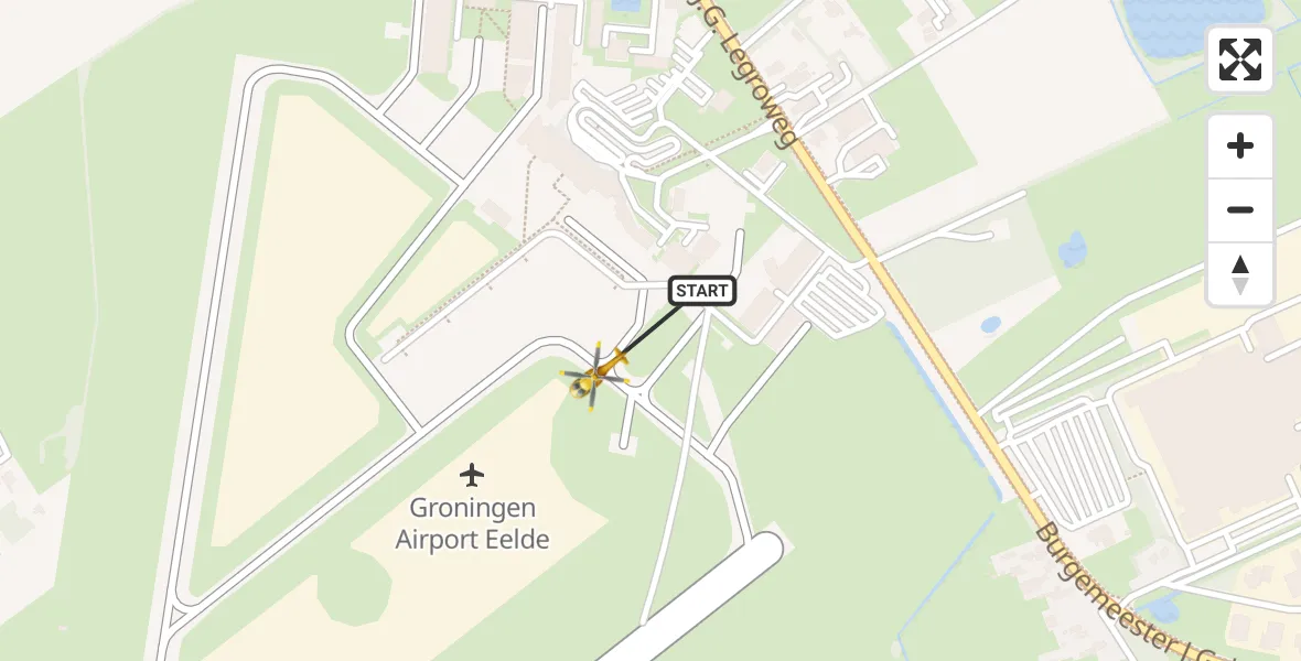 Vluchtroute Traumahelikopter Groningen Airport Eelde - Groningen Airport Eelde, 06 juni 2022, 12:38