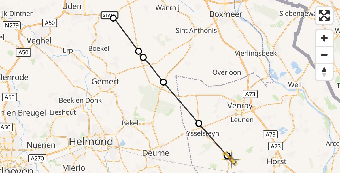 Vluchtroute Traumahelikopter Vliegbasis Volkel - America, 06 juni 2022, 14:42