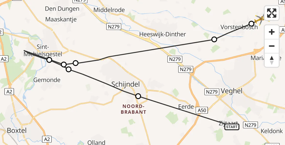 Routekaart van de vlucht: Lifeliner 3 naar Uden