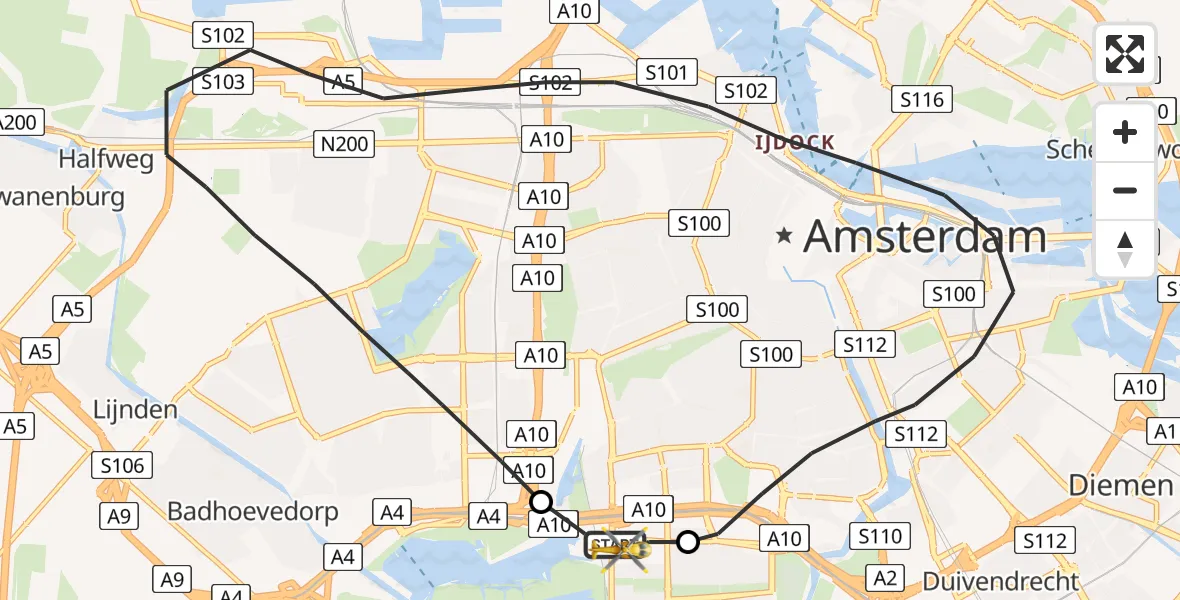Vluchtroute Traumahelikopter VU Medisch Centrum Amsterdam - VU Medisch Centrum Amsterdam, 06 juni 2022, 19:29