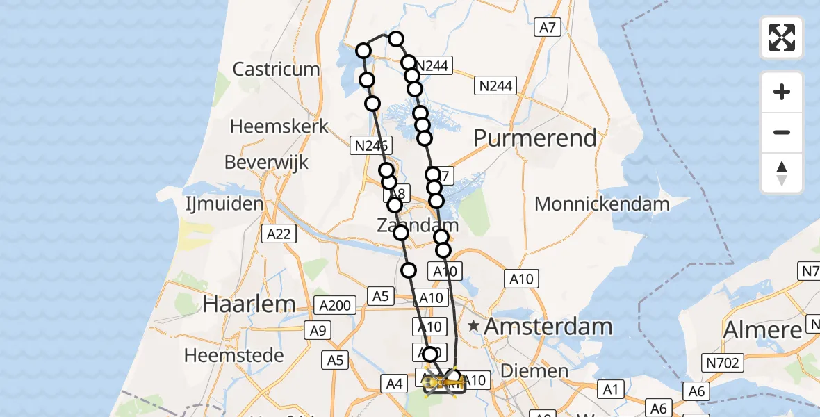 Vluchtroute Traumahelikopter VU Medisch Centrum Amsterdam - VU Medisch Centrum Amsterdam, 06 juni 2022, 21:05