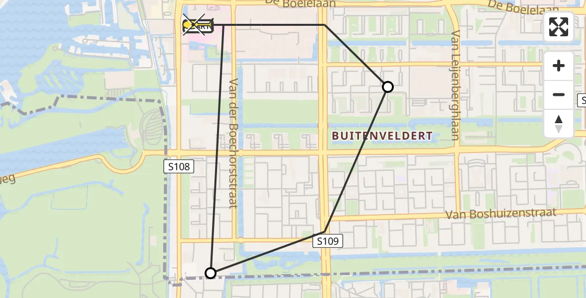 Routekaart van de vlucht: Lifeliner 1 naar VU Medisch Centrum Amsterdam