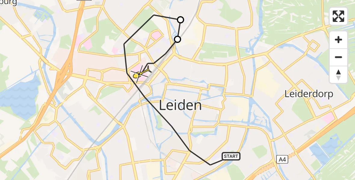 Routekaart van de vlucht: Lifeliner 2 naar Leiden