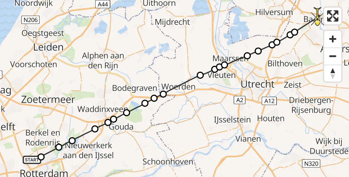 Routekaart van de vlucht: Lifeliner 2 naar Baarn