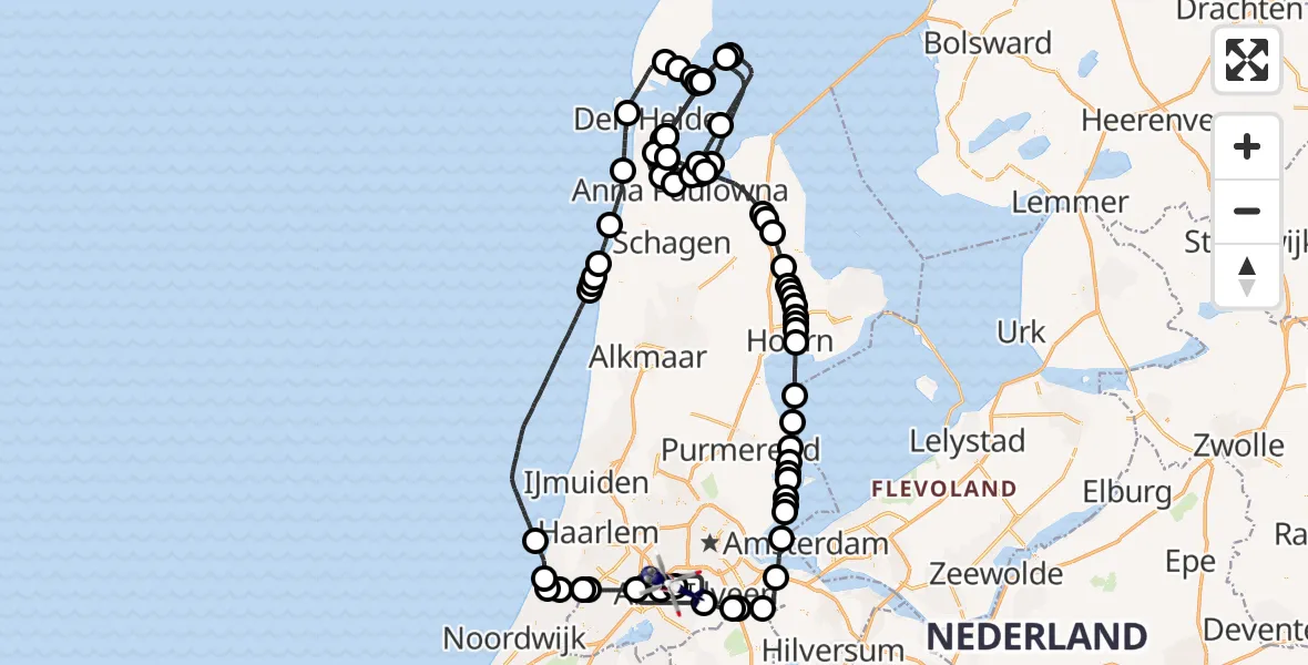 Vluchtroute Politiehelikopter van Schiphol naar Schiphol