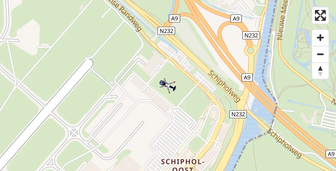 Vluchtroute Politiehelikopter van Schiphol naar Schiphol