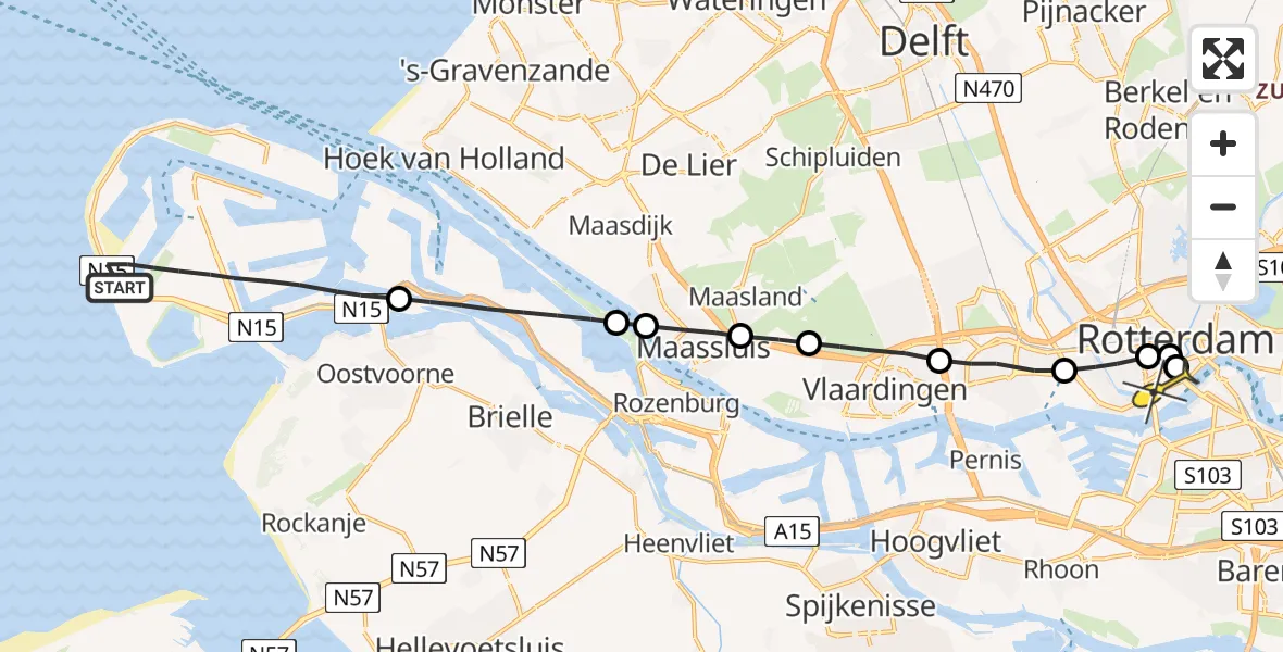 Routekaart van de vlucht: Lifeliner 2 naar Erasmus MC