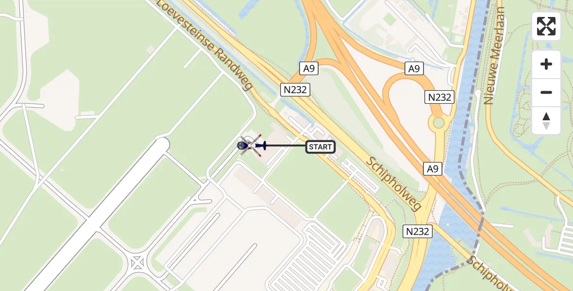 Vluchtroute Politiehelikopter van Schiphol naar Schiphol