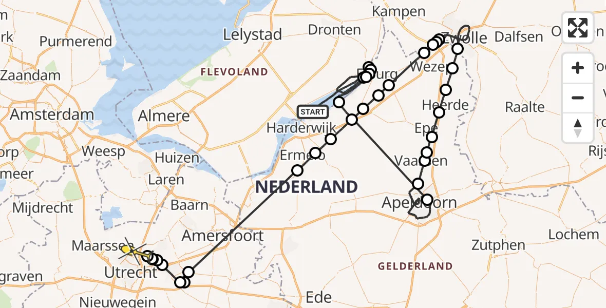 Routekaart van de vlucht: Politieheli naar Groenekan