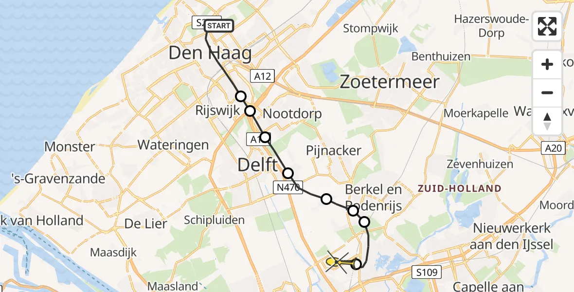 Routekaart van de vlucht: Lifeliner 2 naar Rotterdam The Hague Airport