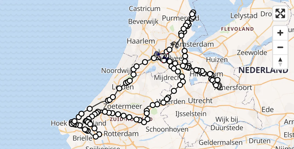 Vluchtroute Politiehelikopter van Schiphol naar Schiphol