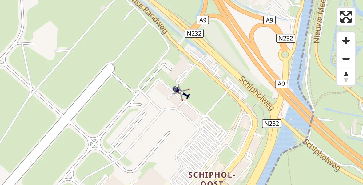 Vluchtroute Politiehelikopter van Schiphol naar Schiphol