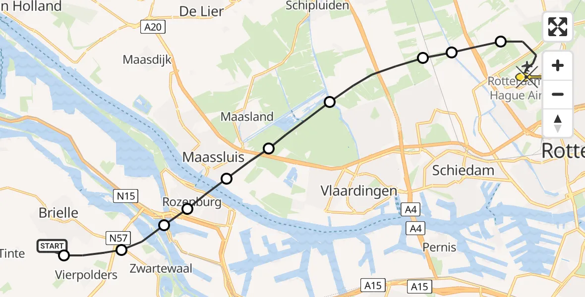 Routekaart van de vlucht: Lifeliner 2 naar Rotterdam The Hague Airport