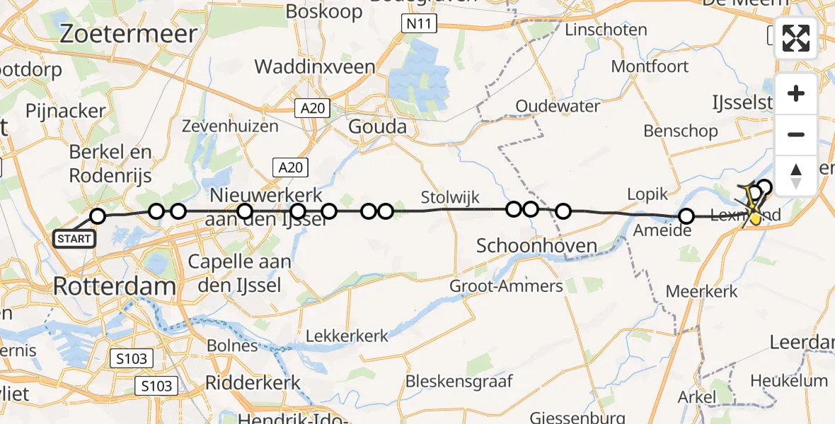 Routekaart van de vlucht: Lifeliner 2 naar Lexmond