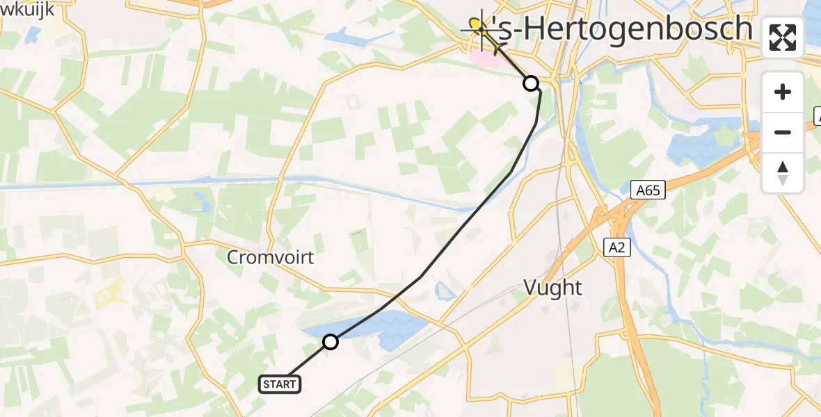 Routekaart van de vlucht: Lifeliner 3 naar 's-Hertogenbosch