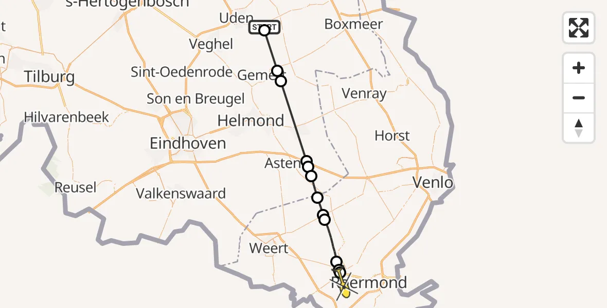 Routekaart van de vlucht: Lifeliner 3 naar Beegden