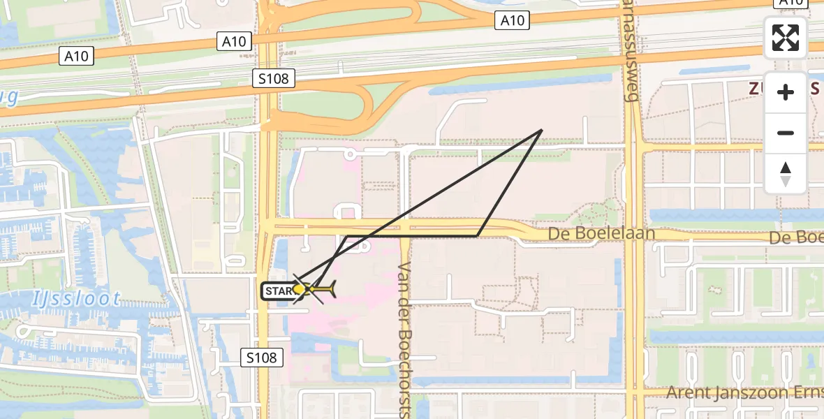 Routekaart van de vlucht: Lifeliner 1 naar VU Medisch Centrum Amsterdam