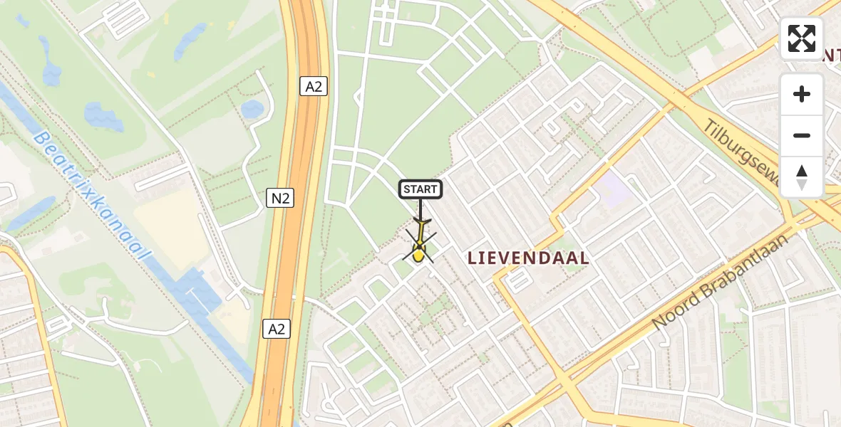 Routekaart van de vlucht: Traumahelikopter naar Eindhoven