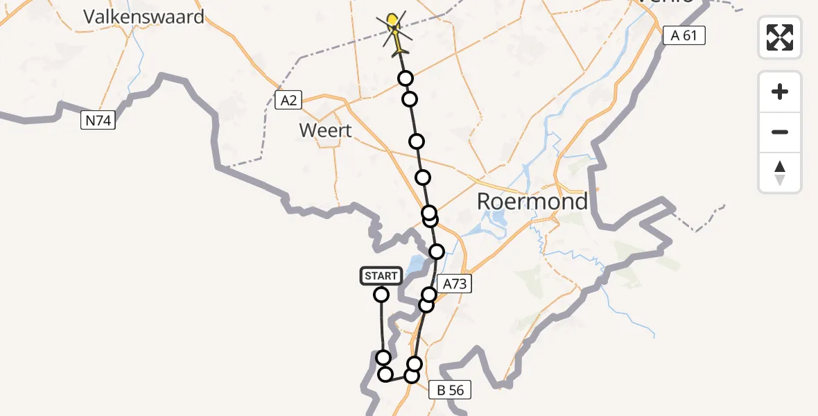 Routekaart van de vlucht: Lifeliner 3 naar Ospel