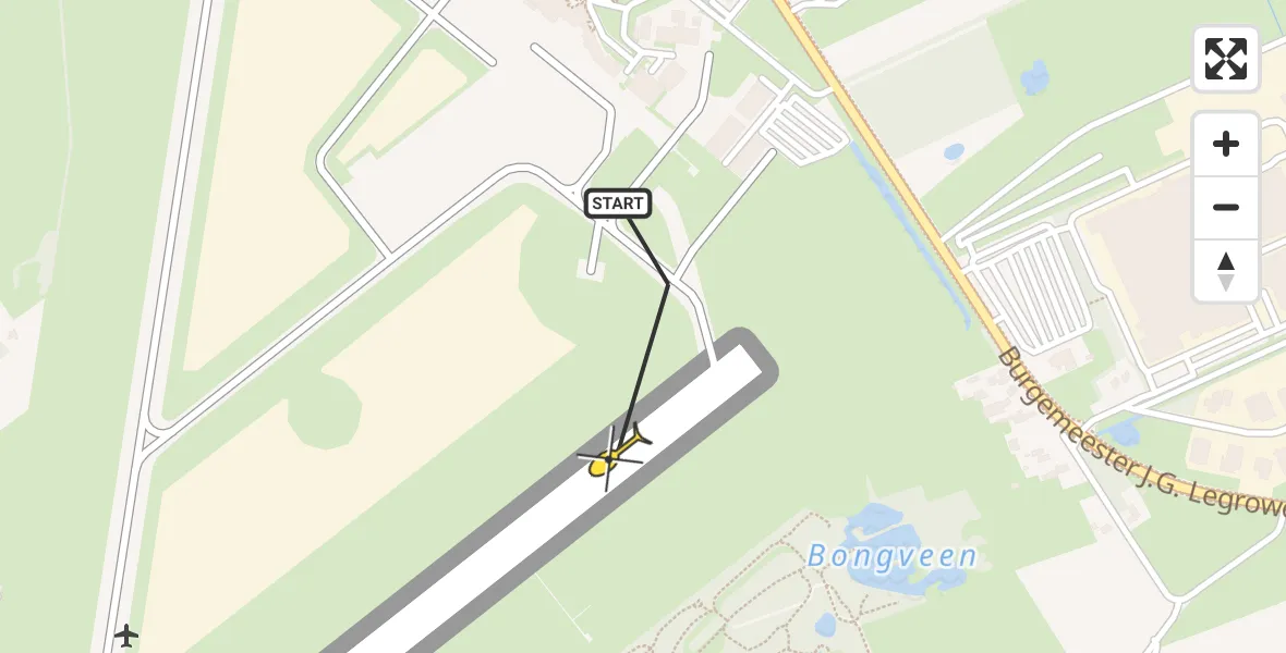 Routekaart van de vlucht: Traumahelikopter naar Groningen Airport Eelde