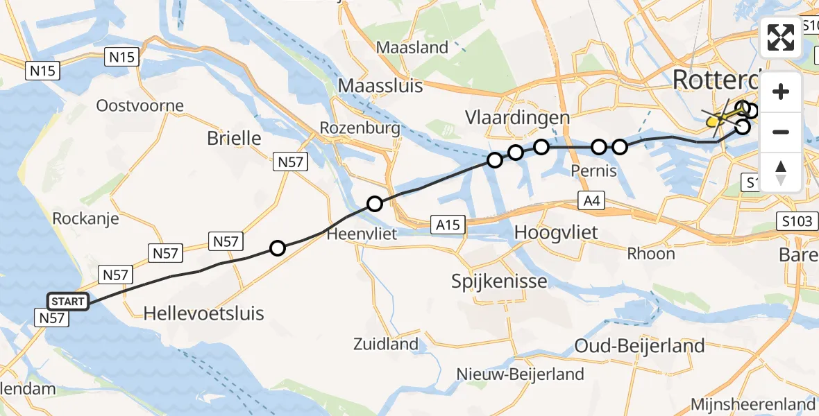 Routekaart van de vlucht: Lifeliner 2 naar Erasmus MC