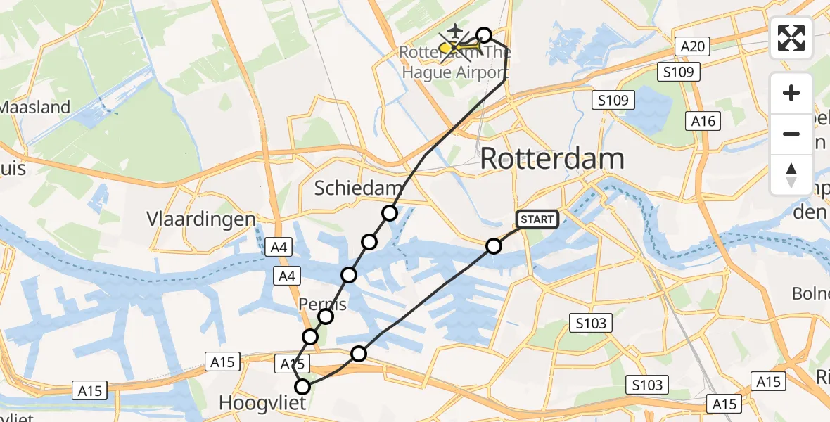 Routekaart van de vlucht: Lifeliner 2 naar Rotterdam The Hague Airport