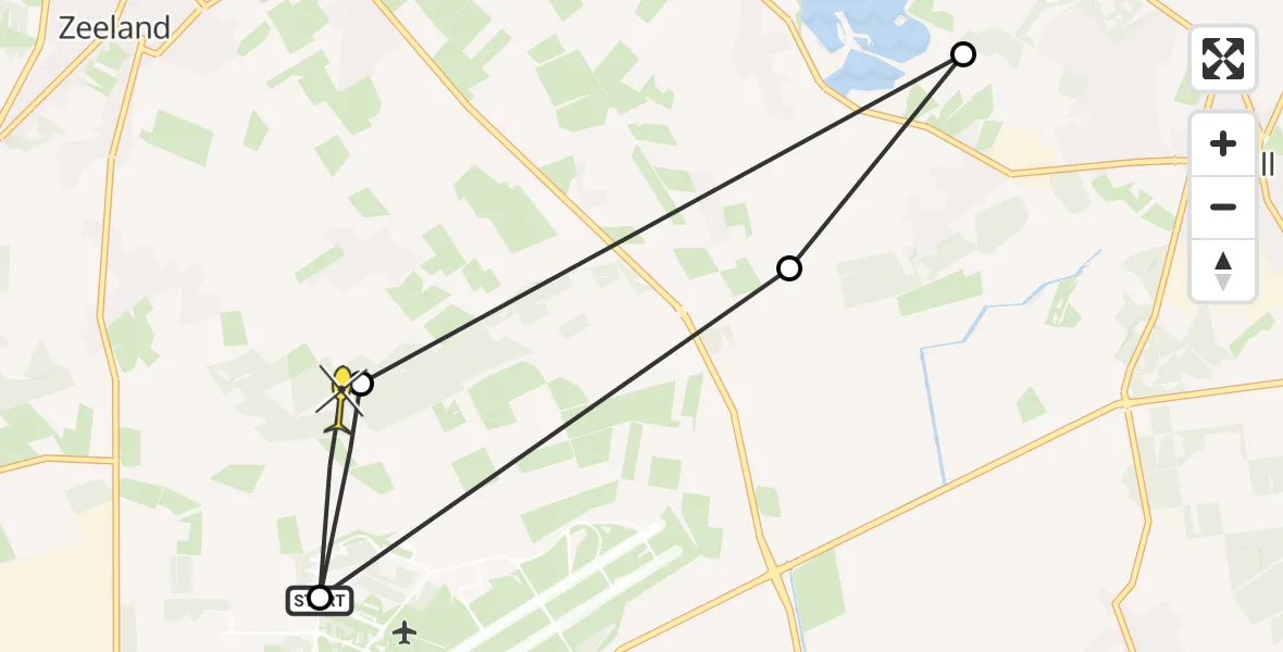 Routekaart van de vlucht: Lifeliner 3 naar Zeeland