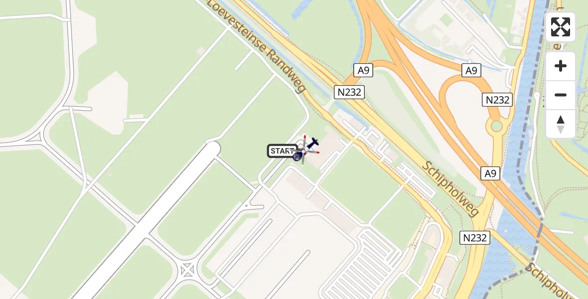 Routekaart van de vlucht: Politiehelikopter naar Schiphol
