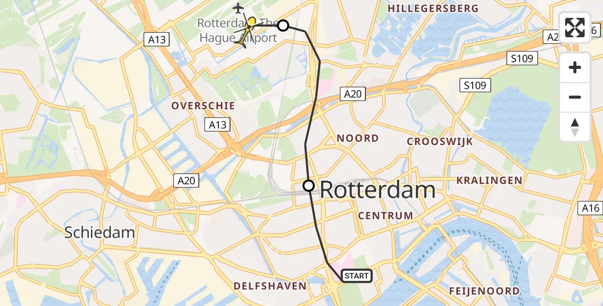 Routekaart van de vlucht: Lifeliner 2 naar Rotterdam The Hague Airport