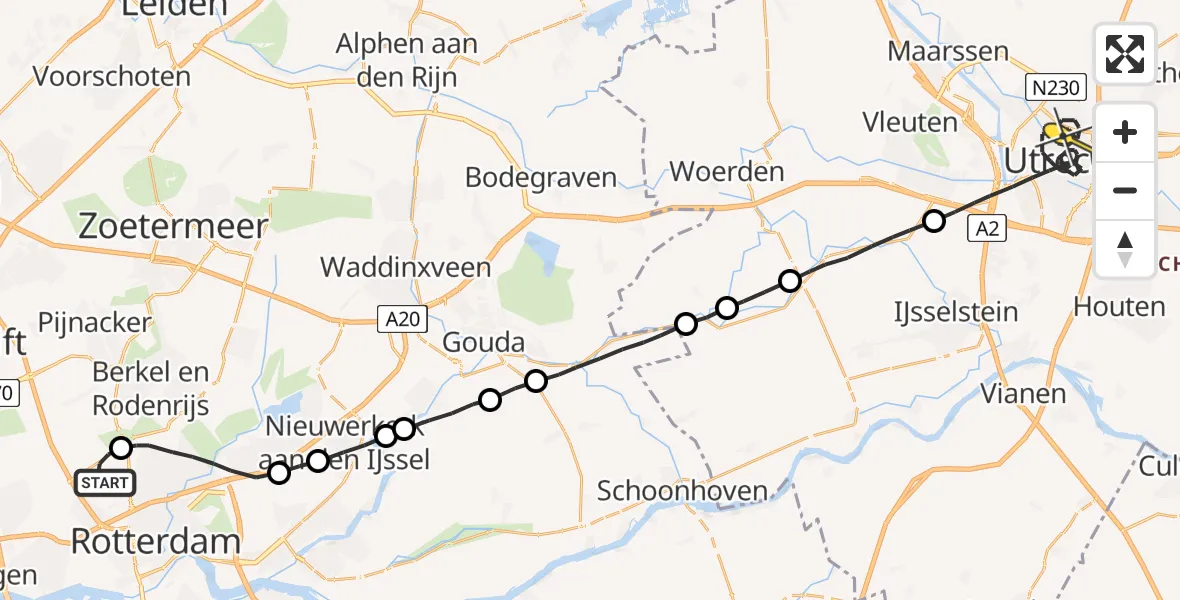 Routekaart van de vlucht: Lifeliner 2 naar Utrecht