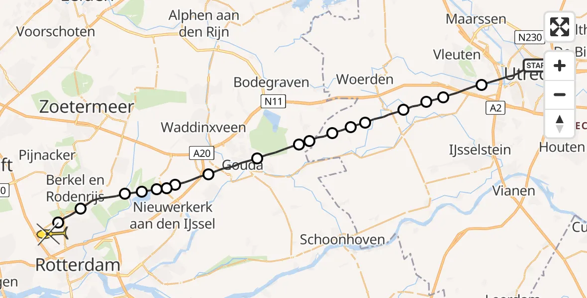 Routekaart van de vlucht: Lifeliner 2 naar Rotterdam The Hague Airport