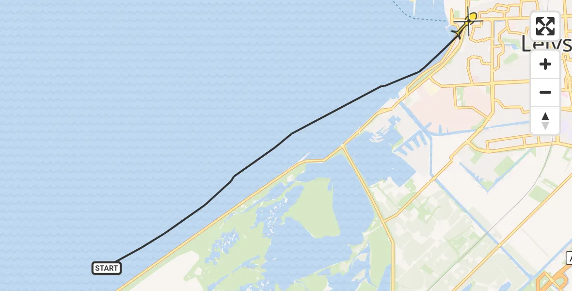 Routekaart van de vlucht: Politiehelikopter naar Lelystad