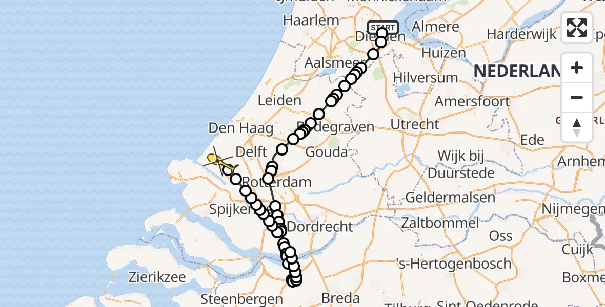 Routekaart van de vlucht: Lifeliner 2 naar De Lier