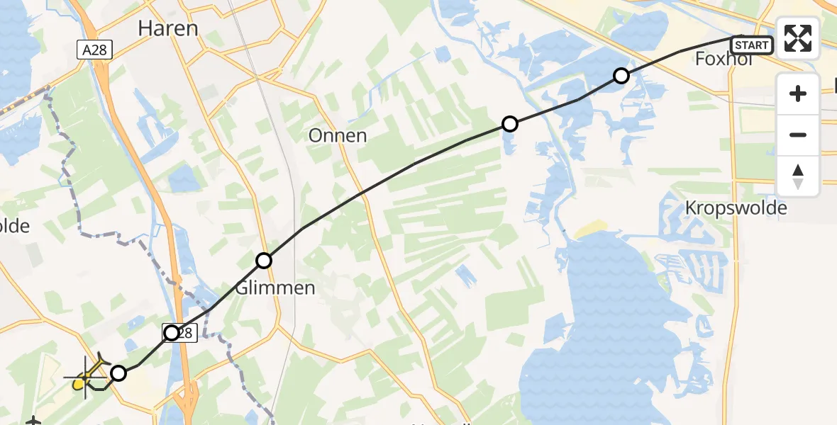 Routekaart van de vlucht: Lifeliner 4 naar Groningen Airport Eelde