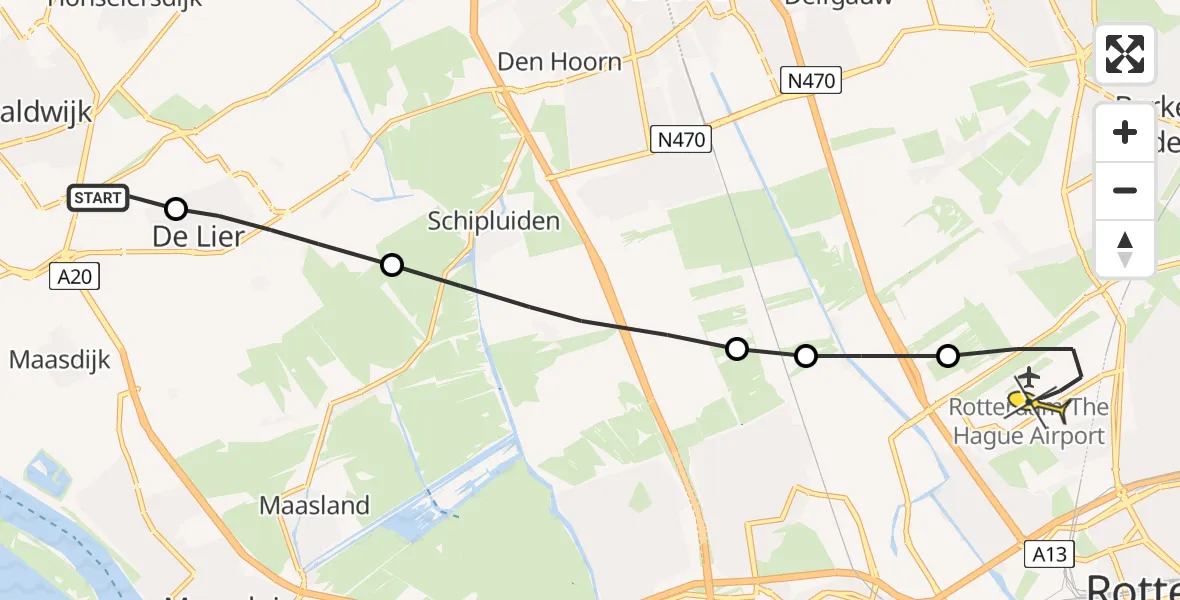 Routekaart van de vlucht: Lifeliner 2 naar Rotterdam The Hague Airport