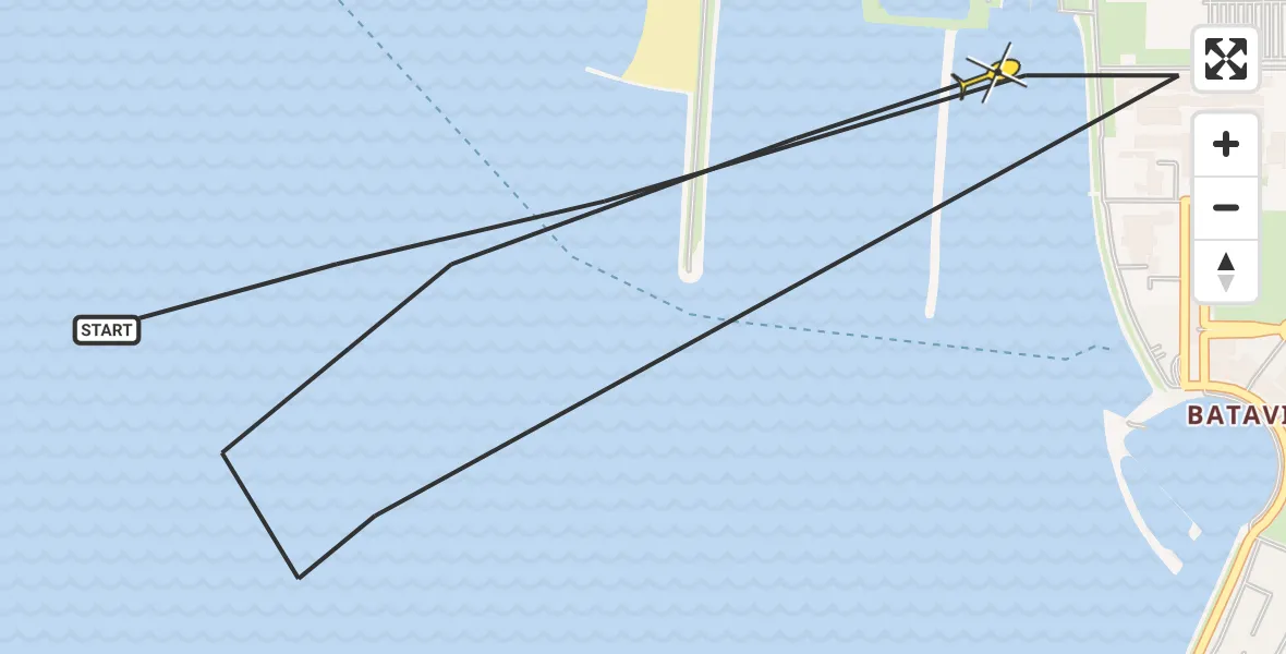 Routekaart van de vlucht: Politieheli naar Lelystad