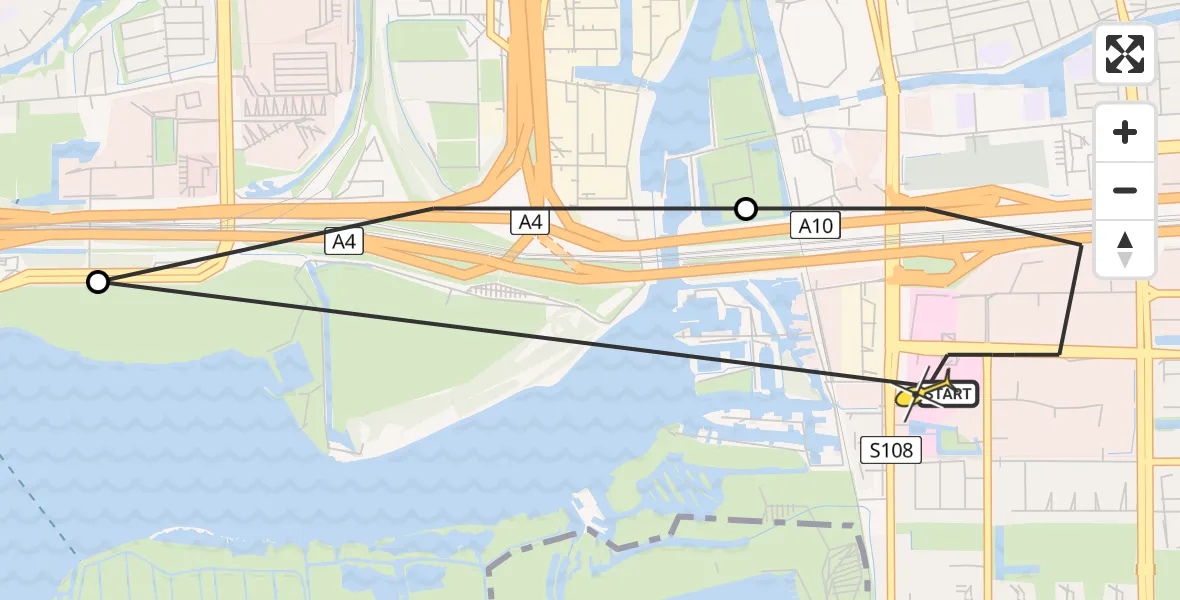 Vluchtroute Traumahelikopter van VU Medisch Centrum Amsterdam naar VU Medisch Centrum Amsterdam