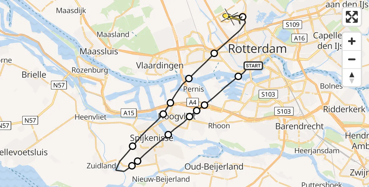 Routekaart van de vlucht: Lifeliner 2 naar Rotterdam The Hague Airport