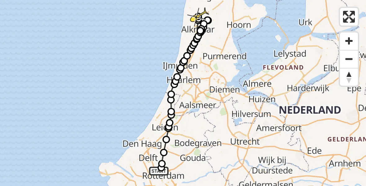 Routekaart van de vlucht: Lifeliner 2 naar Oudkarspel