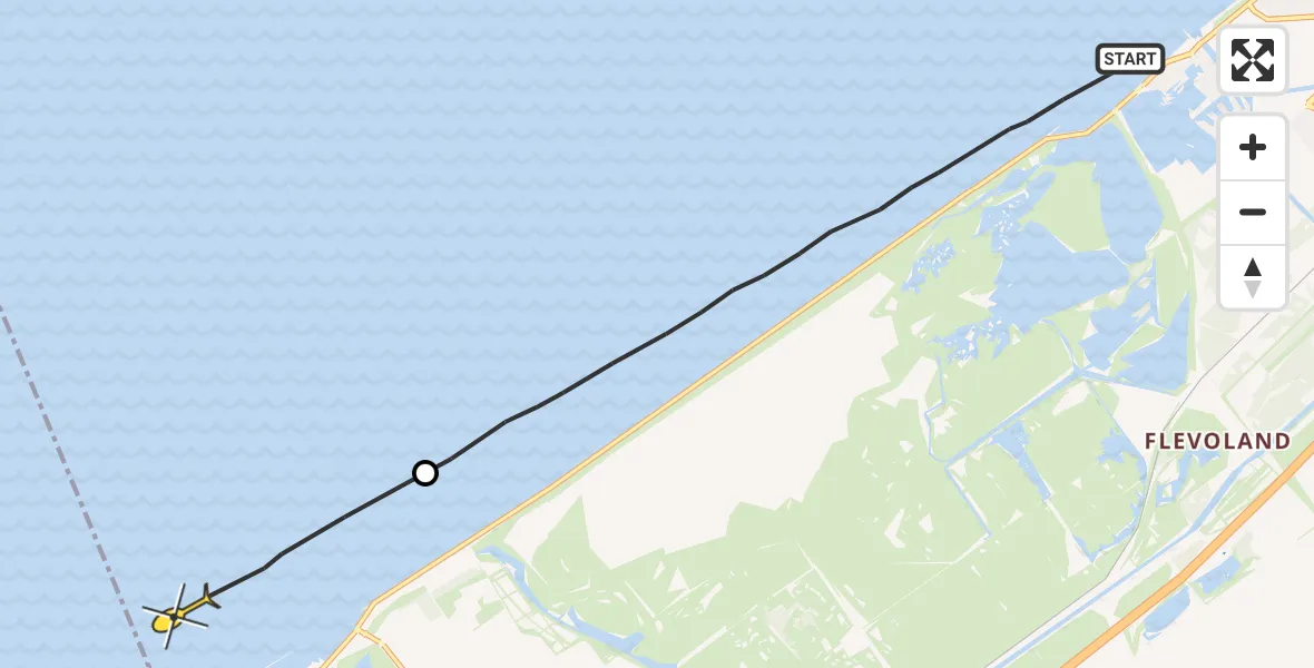 Routekaart van de vlucht: Politiehelikopter naar Almere