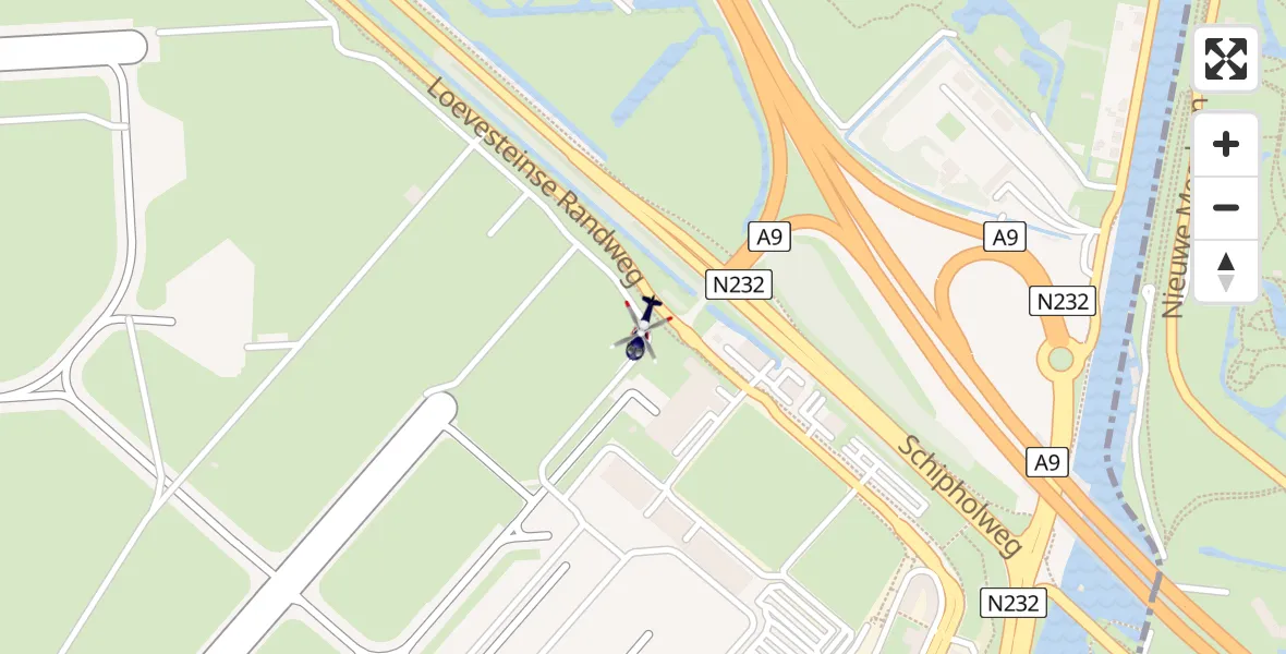 Vluchtroute Politiehelikopter van Schiphol naar Schiphol