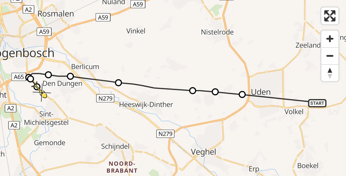 Routekaart van de vlucht: Lifeliner 3 naar Sint-Michielsgestel