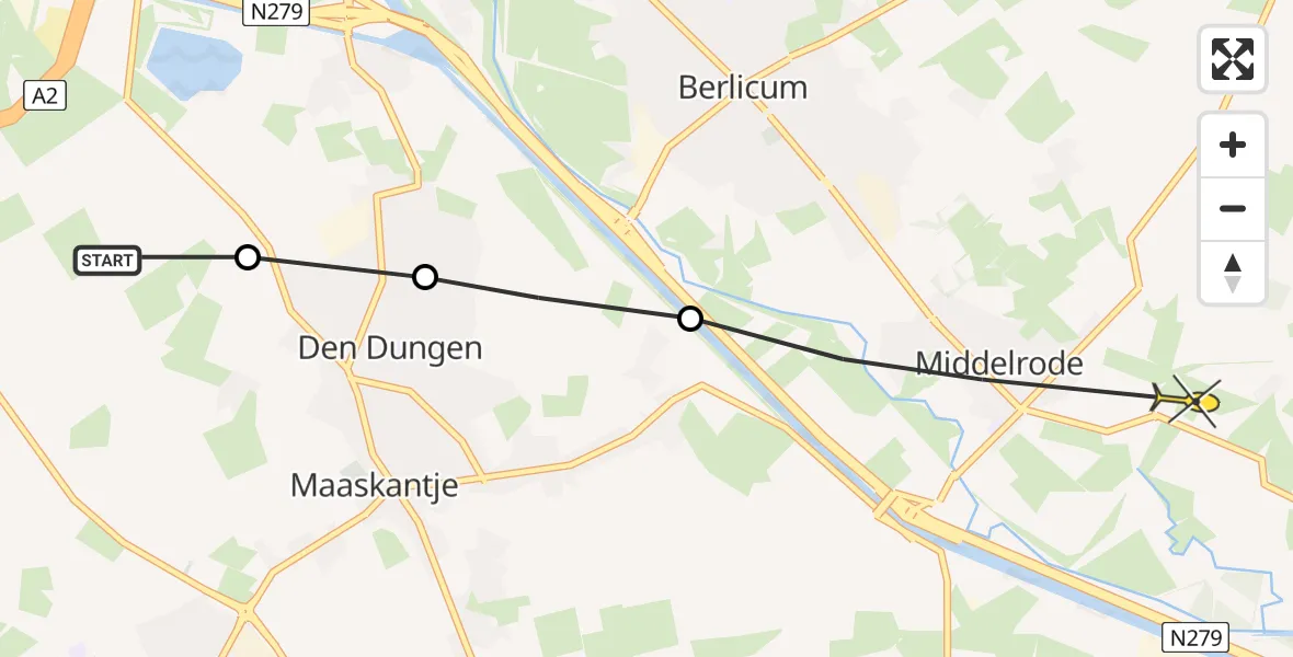 Routekaart van de vlucht: Lifeliner 3 naar Heeswijk-Dinther