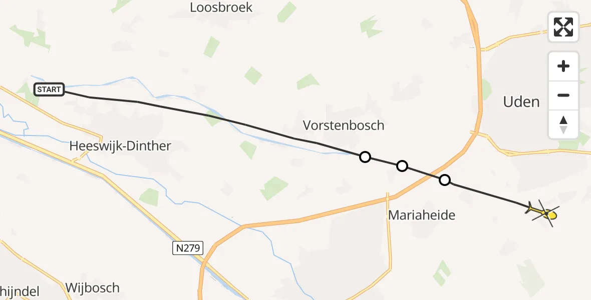 Routekaart van de vlucht: Lifeliner 3 naar Uden