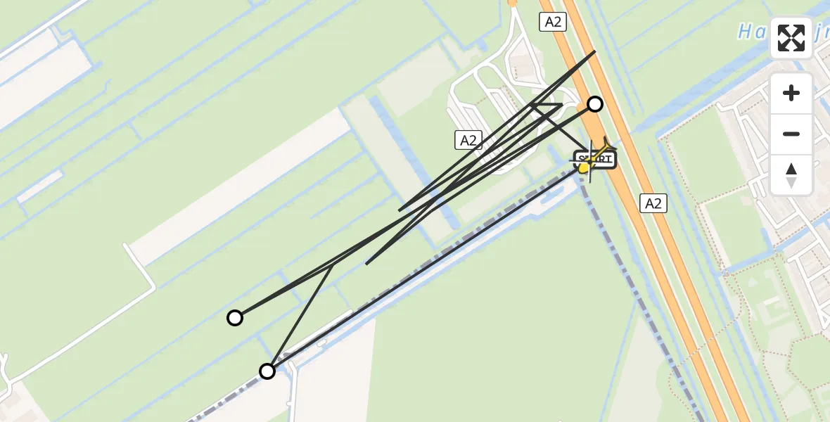 Routekaart van de vlucht: Politieheli naar Breukelen