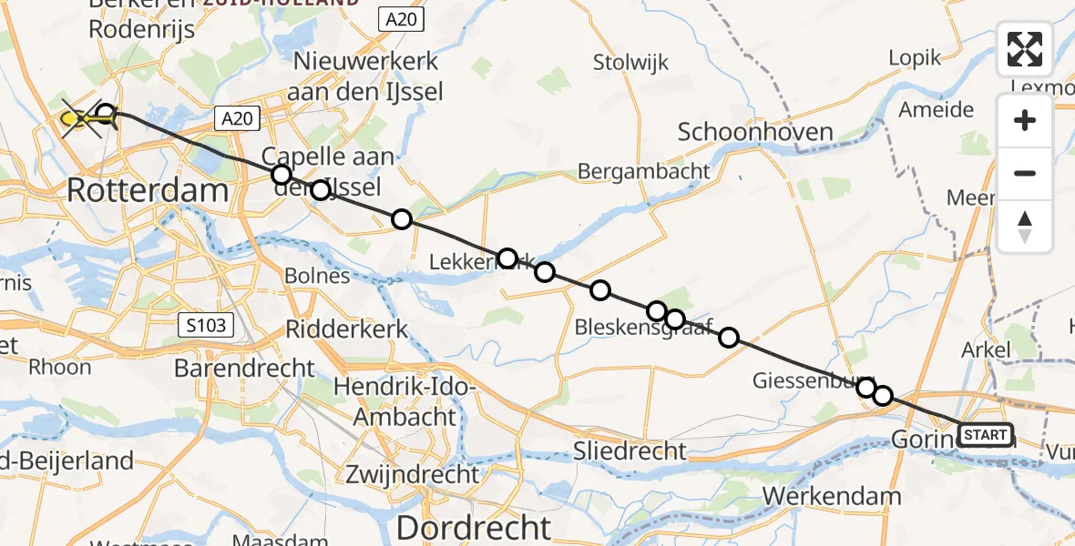 Routekaart van de vlucht: Lifeliner 2 naar Rotterdam The Hague Airport