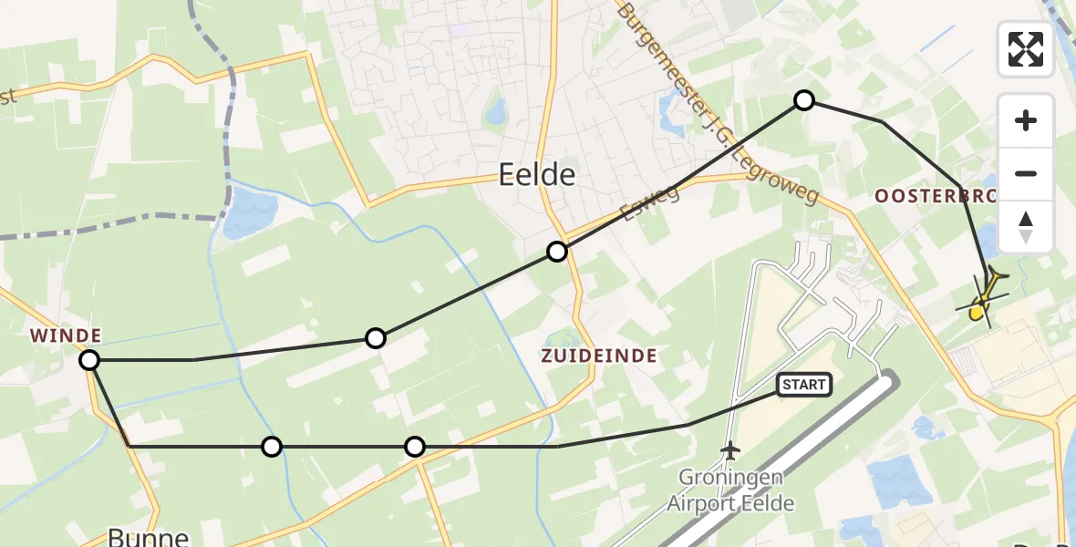 Routekaart van de vlucht: Lifeliner 4 naar Eelde