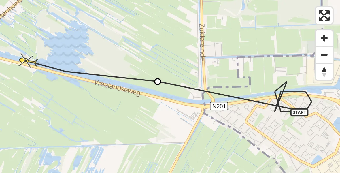 Routekaart van de vlucht: Politiehelikopter naar Kortenhoef