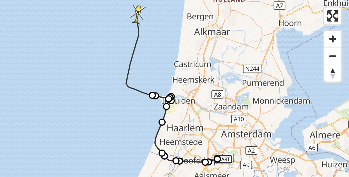 Routekaart van de vlucht: Politieheli naar 