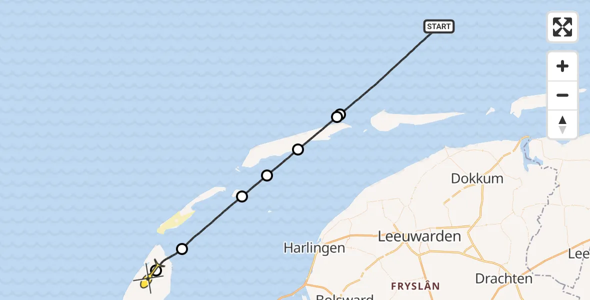 Routekaart van de vlucht: Politieheli naar Texel International Airport